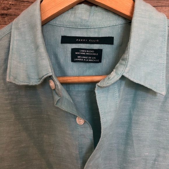 Perry Ellis Linen Shortsleeved Lightweight Button Down Shirt Small - Picture 4 of 7